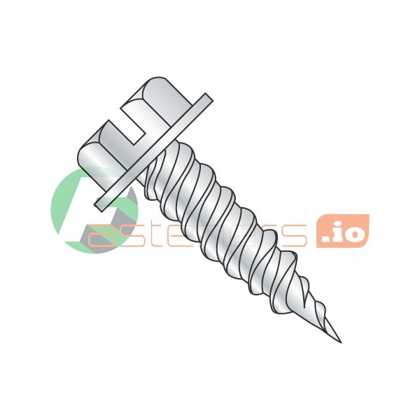 Newport Fasteners Sheet Metal Screw, #10 x 3 in, Zinc Plated Steel Hex Head Slotted Drive, 1500 PK 479240 - main